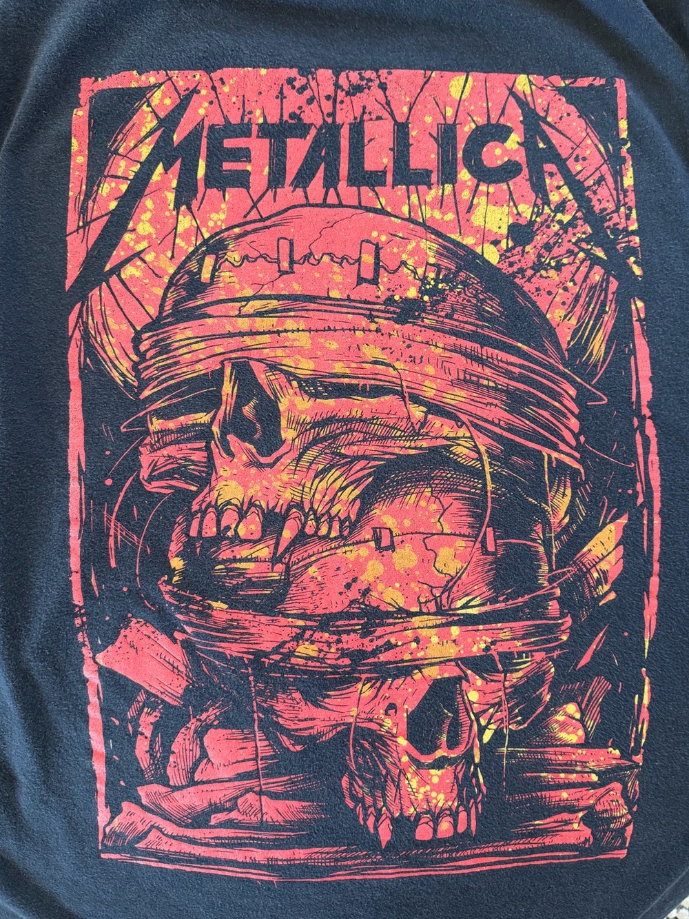 Metallica Men's Black Short Sleeve Tee with Red & Yellow Graphic